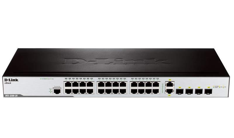 купить D-Link DES-3200-28/C1A Упр-й комм-р 24-порт 2 портами 100/1000Base-X SFP и 2 комбо-портами 100/1000 /  в Алматы