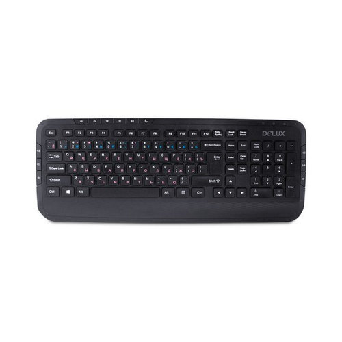 купить Клавиатура, Delux, DLK-160UB, USB, Кол-во стандартных клавиш 103, 12 мультимедиа-клавиш, Размер: 435.4*172*26,8 мм., Длина кабеля 1,4 метра,  Анг/Рус/Каз, Чёрный в Алматы