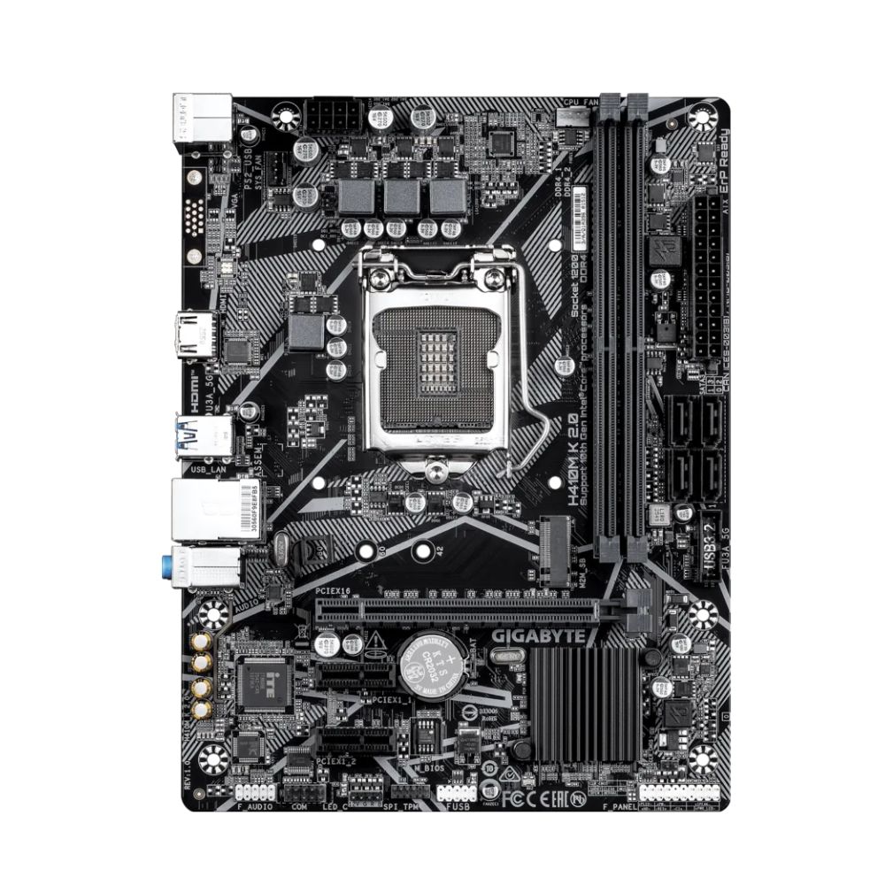 купить Материнская плата GIGABYTE H410M K 2.0, LGA1200, H410, 2xDDR4, PCIe 3.0, HDMI, 1xM.2, 4xSATA, mATX в Алматы