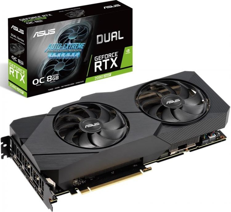 купить Видеокарта ASUS DUAL RTX 2080S, DUAL-RTX2080S-O8G-EVO-V2, 2xFan, 8Gb/256bit GDDR6, HDMI, 3xDP, BOX в Алматы