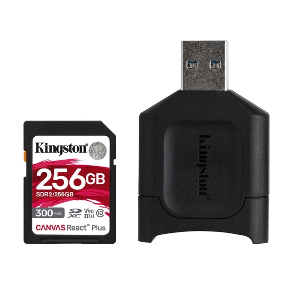 купить Карта памяти SD, Kingston Canvas React Plus, 256GB,MLPR2/256GB, UHS-II, R300/W260 + USB Adapter в Алматы