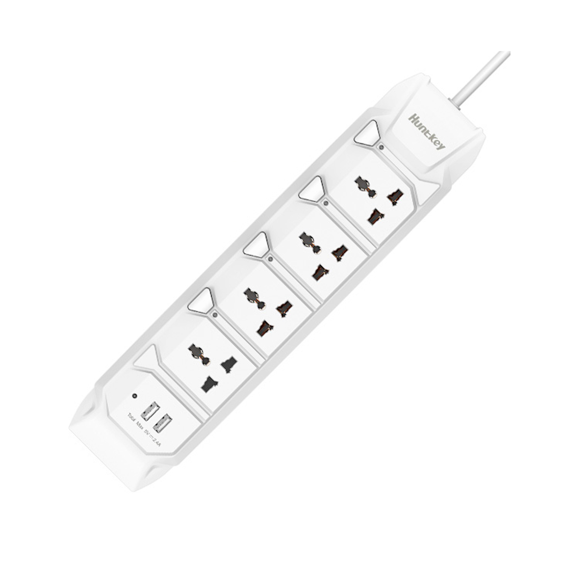купить Сетевой фильтр, HuntKey, SZL407 3M, 4 универсальные розетки / 2 USB 2.4A, 3 м, Независимые выключатели, Защита от перегрузок, Автоматическое отключение при нагрузке больше 10A, Белый в Алматы