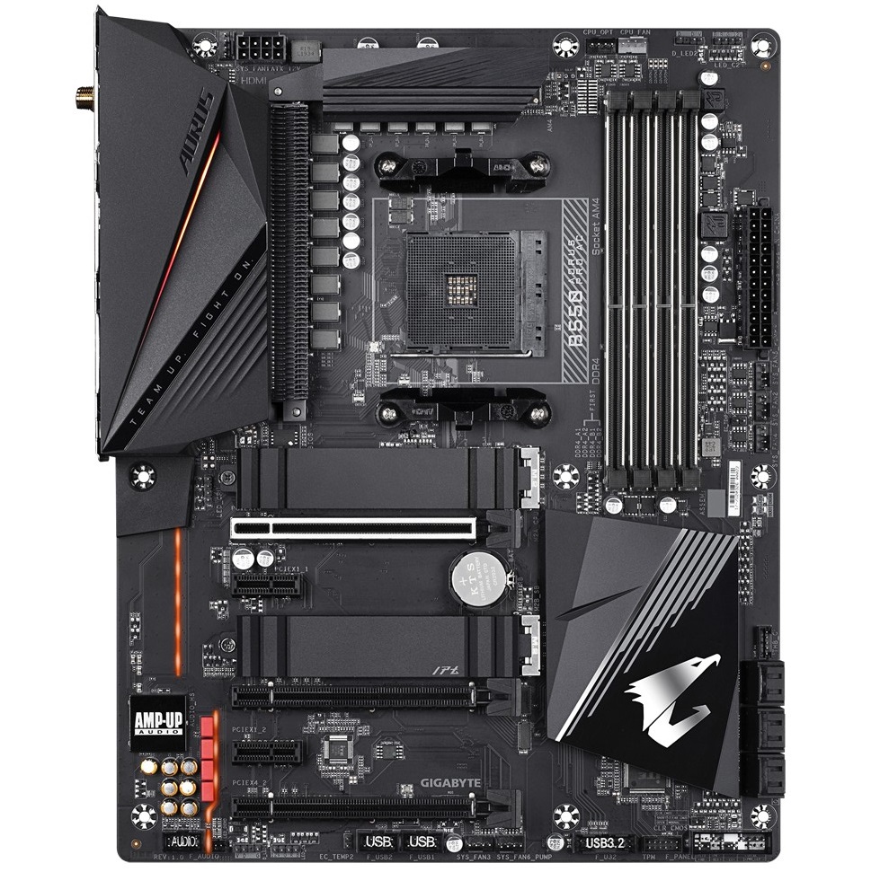 купить Материнская плата GIGABYTE B550M AORUS PRO, AM4, B550, 2xPCI-E, HDMI+DP, GbLAN, 4SATA 4DDR4, MATX в Алматы