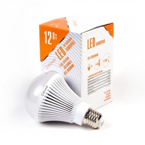 купить Светодиодная лампа, iPower, IPHB12W2700KE27, 12Вт, 2700K (Тёплый Свет), Цоколь E27, Яркость свечения 960LM, Размер: 80*135 мм, Алюминий, Поликарбонат, Белый в Алматы
