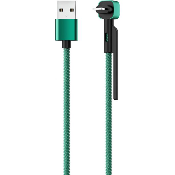 купить Кабель OLMIO STAND, USB 2.0 - lightning, 1.2м, 2.1A, зеленый в Алматы
