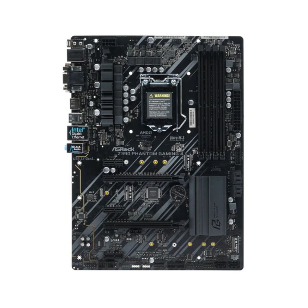 купить Материнская плата, ASRock, Z390 PHANTOM GAMING 4 (4717677336924), LGA1151 v2, iZ390, 4xDDR4 2666, 6xSATA3, 2xM2.0, Raid, 1xD-Sub, 1xDVI-D, 1xHDMI, 3xPCI-Ex16, 2xPCI-Ex1, ATX в Алматы