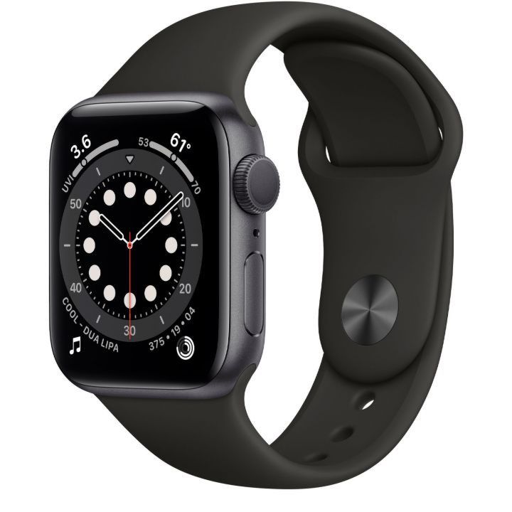 купить Apple Watch Series 6 GPS, 44mm Space Gray Aluminium Case with Black Sport Band - Regular, Model A2292 в Алматы