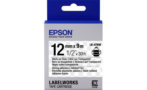 купить Лента Epson C53S654015 LK4TBW Повышенной адгезии 12мм, Прозрач./Черн., 9м в Алматы