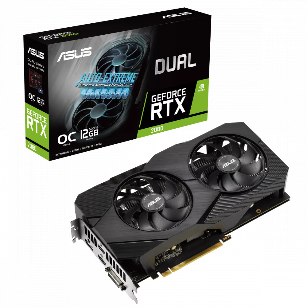 купить Видеокарта ASUS GeForce RTX2060 OC 12GB GDDR6 192-bit DVI HDMI DP DUAL-RTX2060-O12G-EVO в Алматы