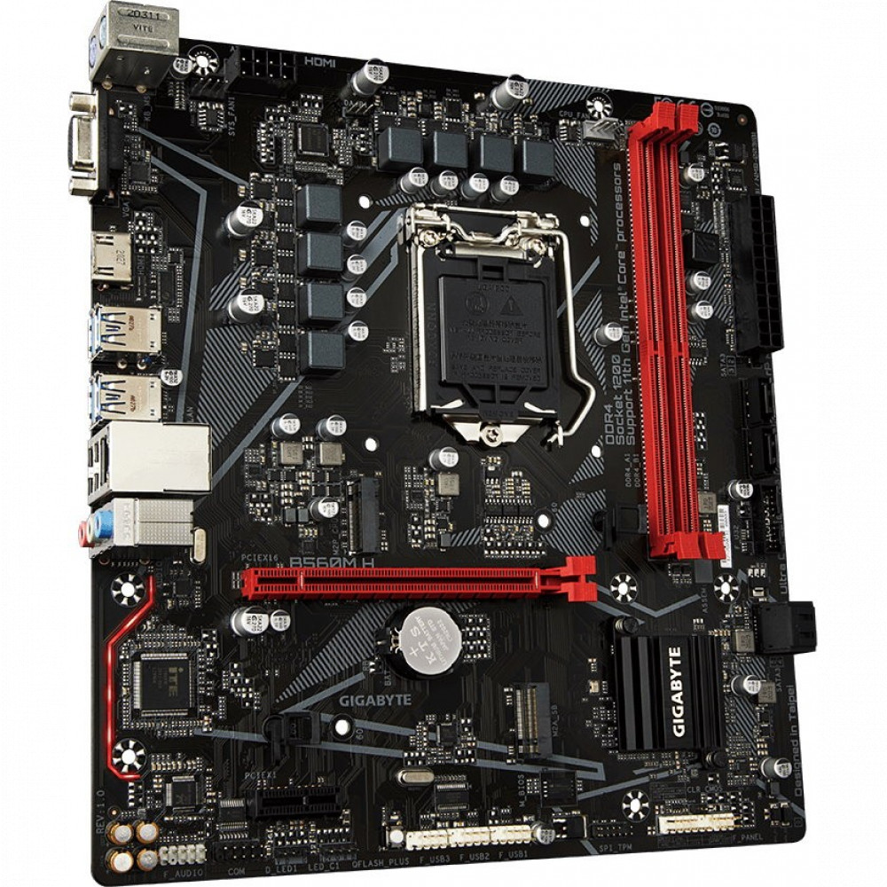 купить Материнская плата GIGABYTE B560M-H, LGA1200, B560, PCI-Ex 4.0, D-SUB+HDMI, 1xM.2, 4xSATA в Алматы