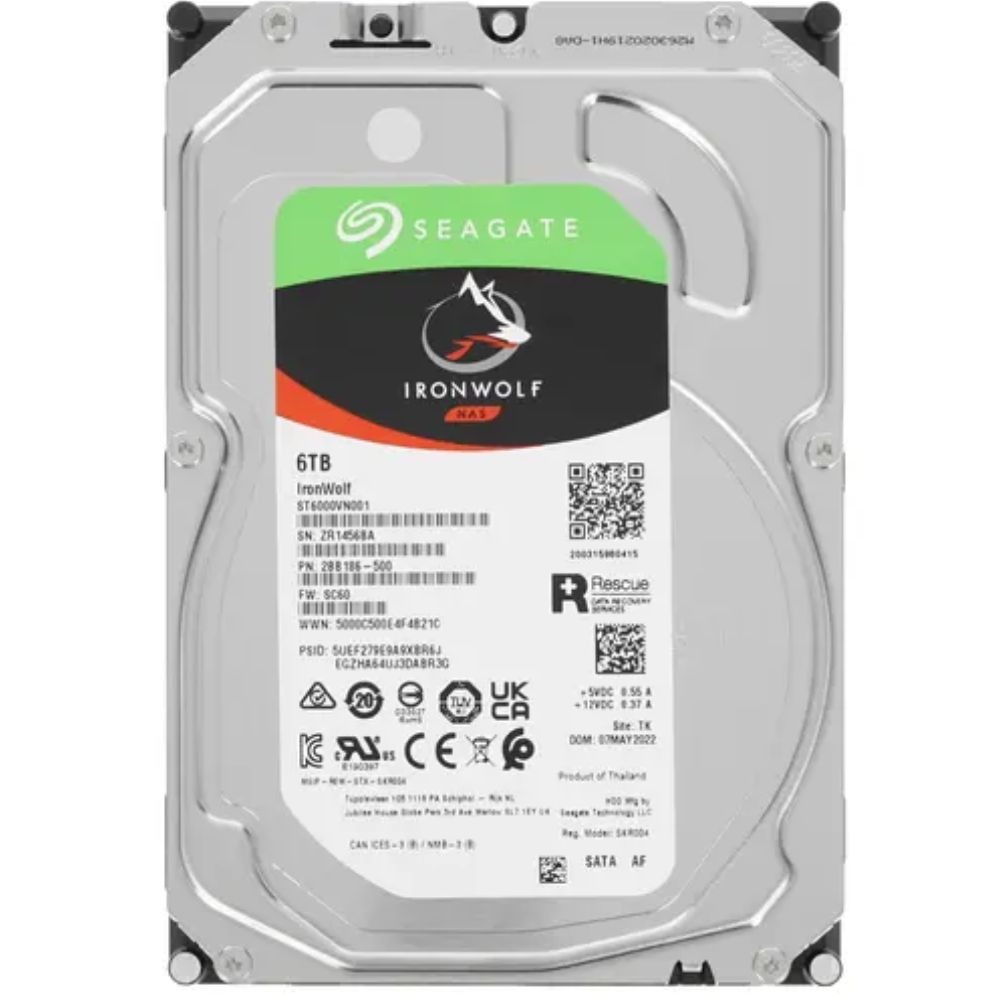 купить Жесткий диск для NAS систем  6Tb HDD Seagate IronWolf SATA 6Gb/s 7200rpm 3.5* 256Mb ST6000VN001.  в Алматы