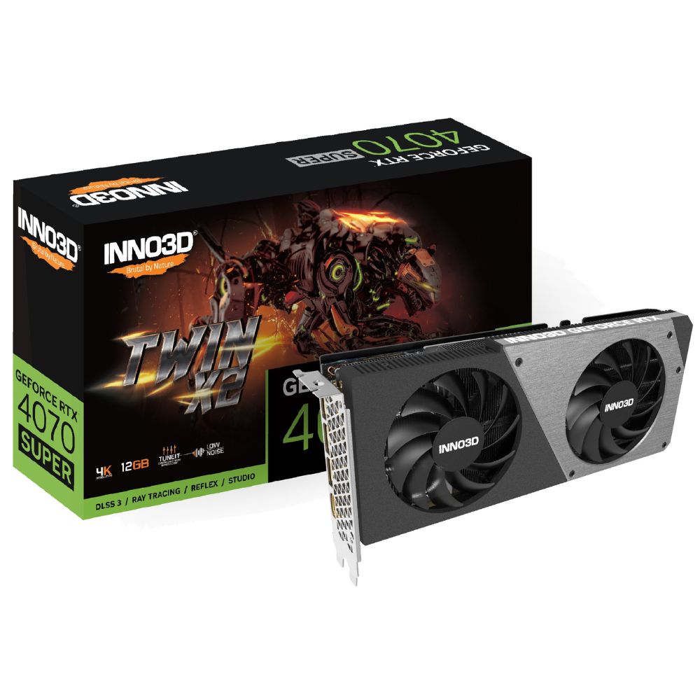 купить Видеокарта Inno3D GeForce RTX4070 SUPER Twin X2 12G N407S2-126X-186162N в Алматы