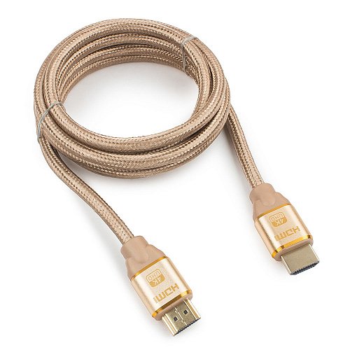 купить Кабель HDMI Cablexpert, серия Gold, 1,8 м, v1.4, M/M, позол.разъ, алюм корпус, нейлон. оплет,коробка в Алматы