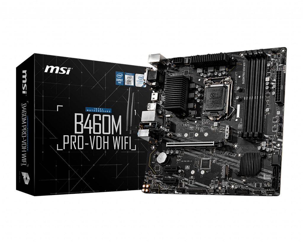 купить Материнская плата MSI B460M PRO-VDH WIFI LGA1200 iB460 4xDDR4 4xSATA3 RAID 2xM.2 VGA DVI HDMI mATX в Алматы
