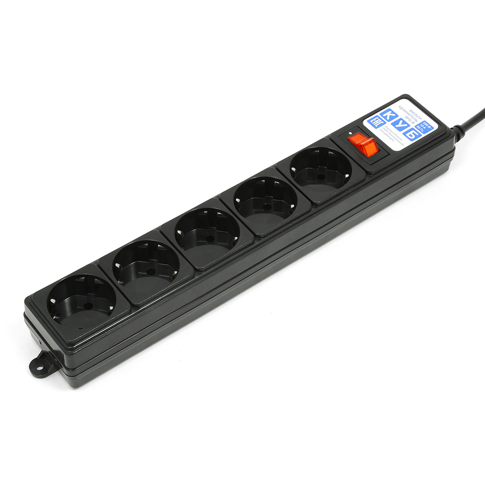 купить Сетевой фильтр Power Cube SPG-B-6-BLACK, 10А/2,2кВт, 1,9м, 5 розеток чёрный в Алматы