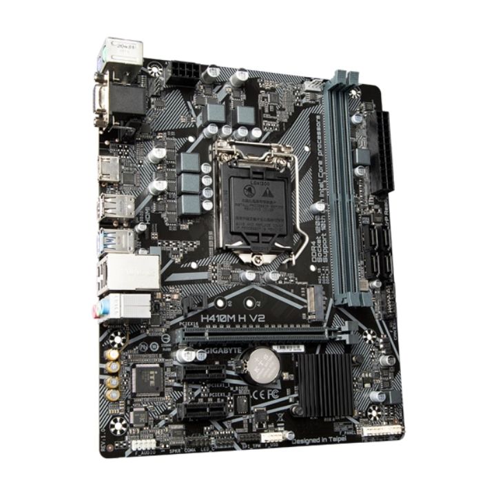 купить Материнская плата GIGABYTE H410M-H V2, LGA1200, H410, 2xPCI-E, D-SUB+HDMI, 4xSATA, 2DDR4, MATX в Алматы