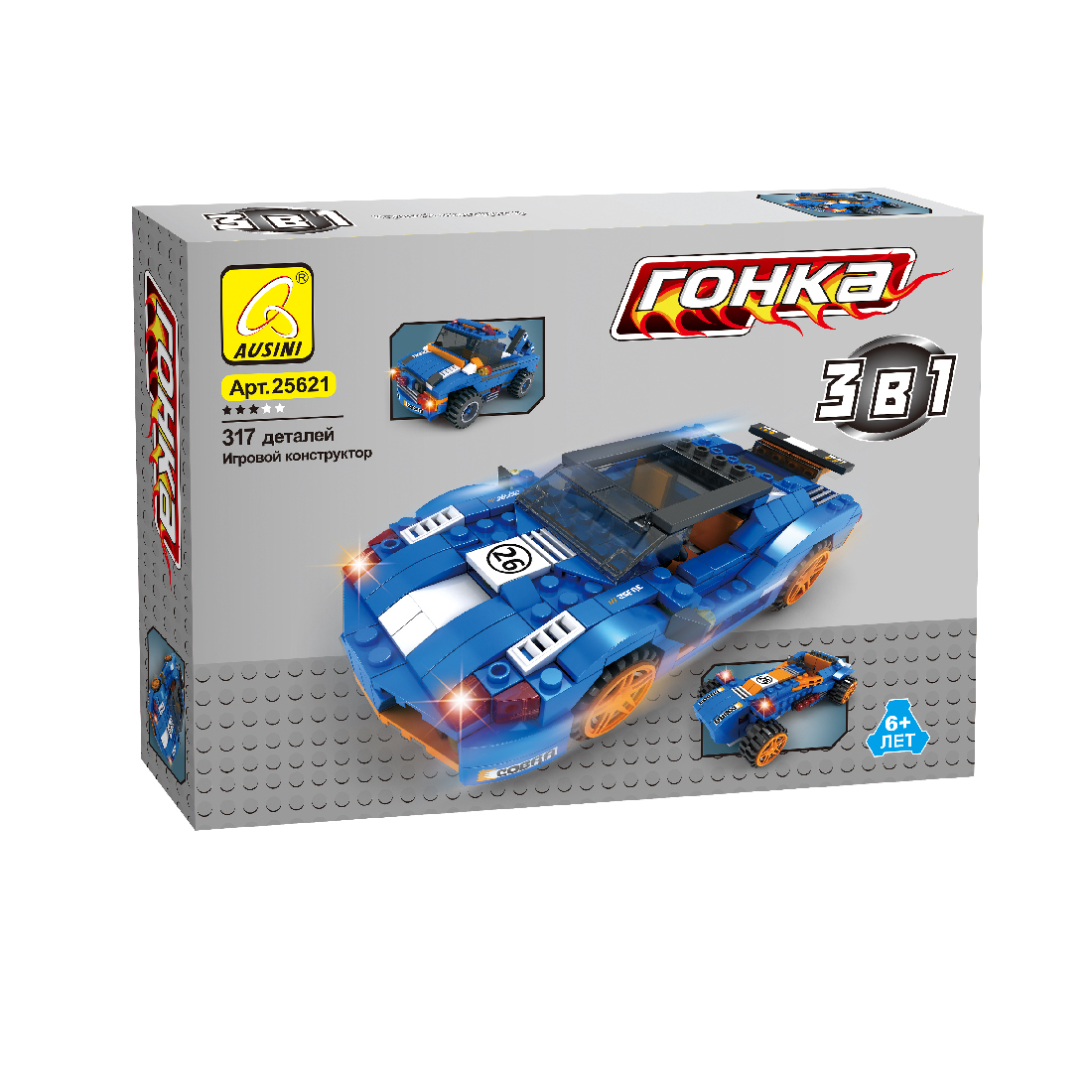 купить Игровой конструктор, Ausini, 25621, Гонки, Гоночный автомобиль Cobra 3в1, 317 деталей, Цветная коробка в Алматы