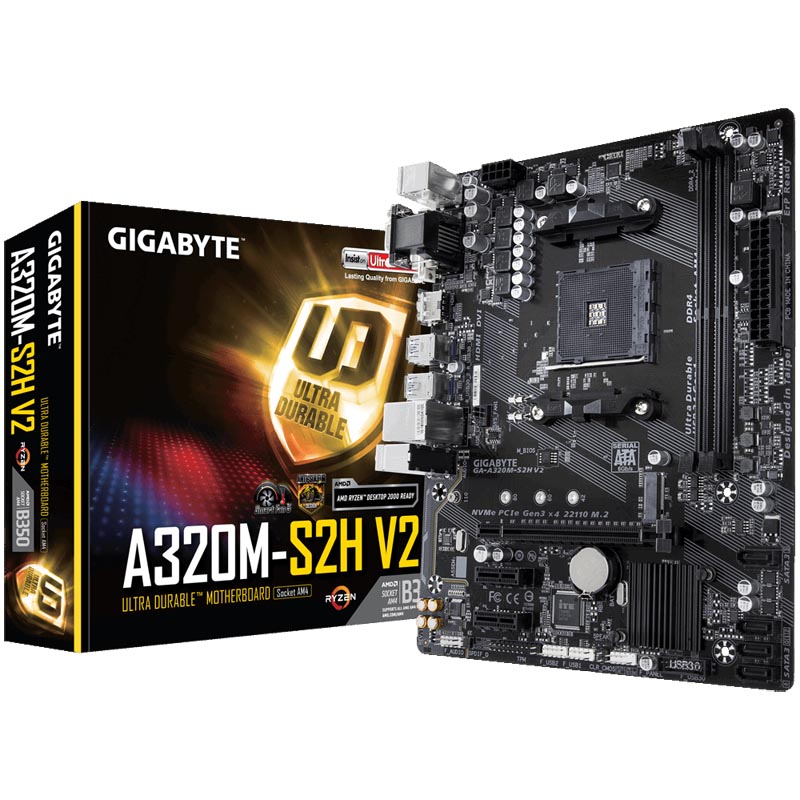 купить Материнская плата Gigabyte GA-A320M-S2H, AMD A320,  AM4 Socket,  2xDDR4 (3200O.C.), 4xSATA RAID, 1xM.2, 1xPCI-Ex16, 2xPCI-Ex1, 1xD-Sub, 1xDVI, 1xHDMI, 2xUSB2.0, 4xUSB3.1, 2xPS/2, mATX                                                                    в Алматы