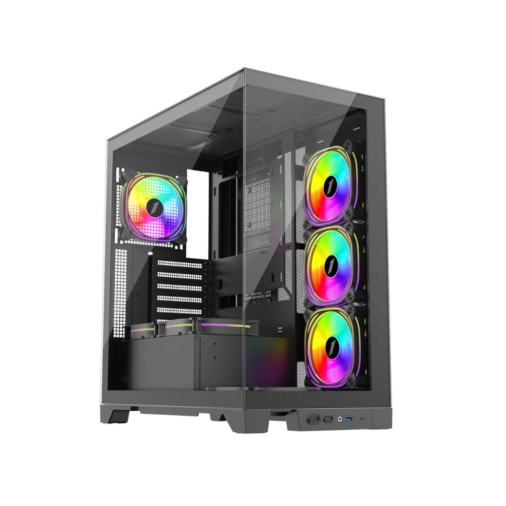 Купить Корпус 1Stplayer Mi8-BK, midi Tower, E-ATX, m-ITX, Black, 1x3.5*/2x2.5*, Type-C, USB3.0, RGB в Алматы