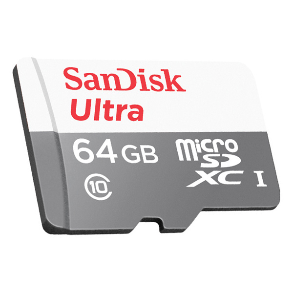 купить Карта памяти SANDISK Ultra Android microSDXC 64Gb Скорость чтения до 80МБ/с, Класс 10 в режиме съемки видео в формате Full HD. SDSQUNS-064G-GN3M. Водонепроницаемость, ударопрочность, устойчивость к перепадам температур и воздействию рентгеновских луч в Алматы