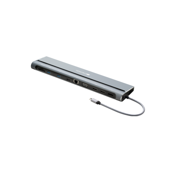 купить Canyon Multiport Docking Station with 14 ports: Type c data+Audio+Type C PD3.0 100W+SD+TF+2*USB3.0+USB2.0+RJ45+2*HDMI+VGA+DP+Lock в Алматы