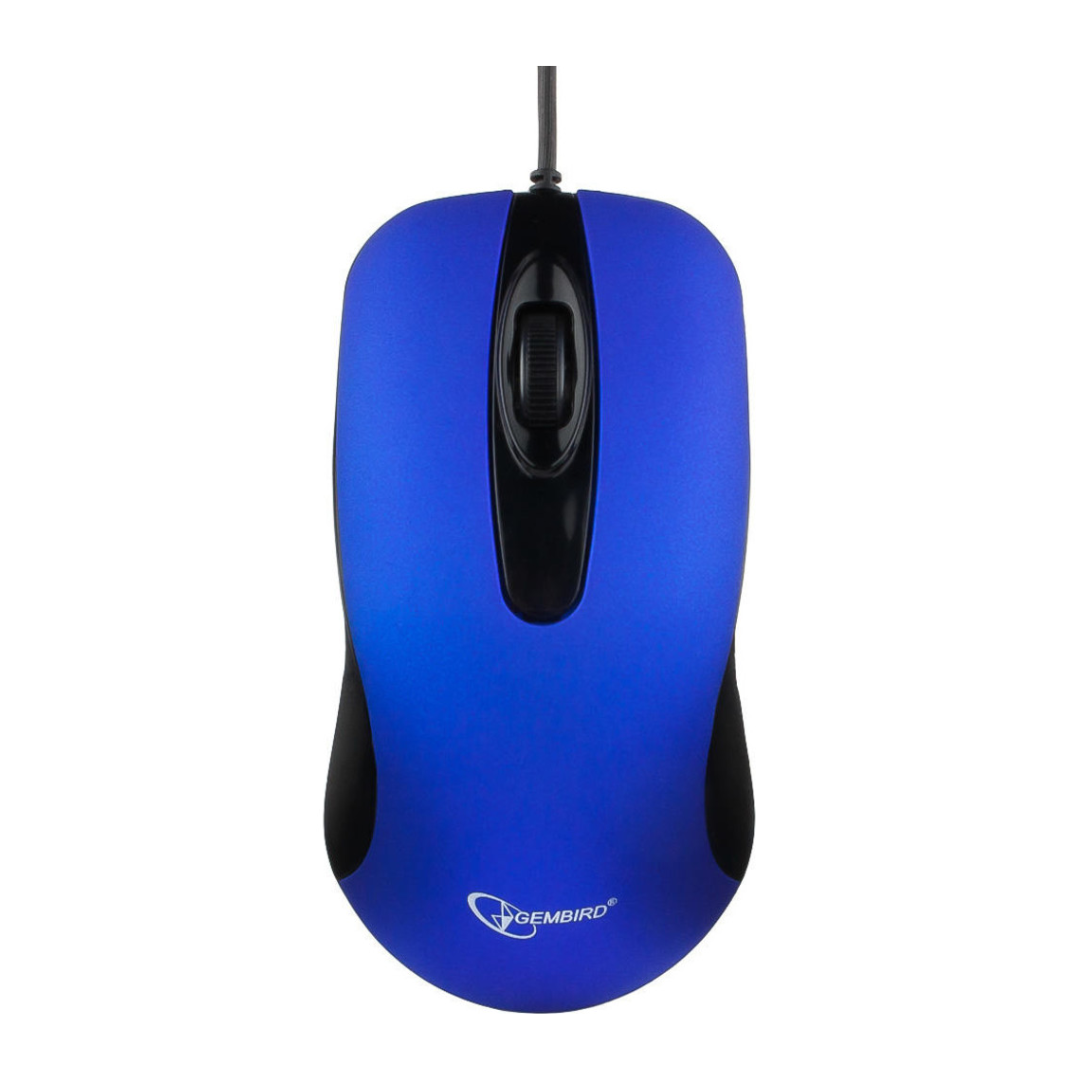 купить Мышь Gembird MOP-400-B, USB, синий, бесшумный клик, 2 кнопки, 1000 DPI,  soft-touch, 1.45м, блистер в Алматы