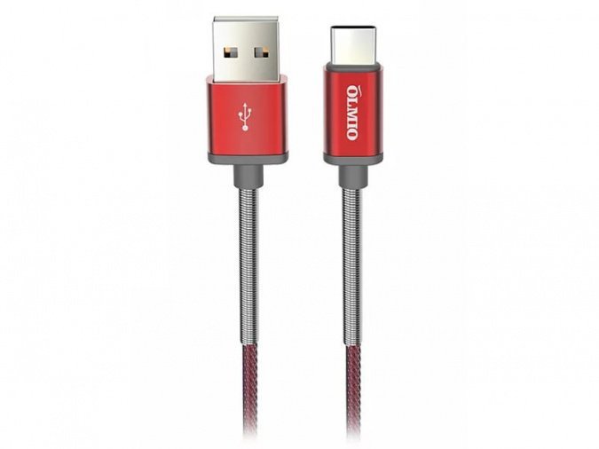 купить Кабель OLMIO HD, USB 2.0 - USB Type-C, 1.2м, 2.1A, красный в Алматы