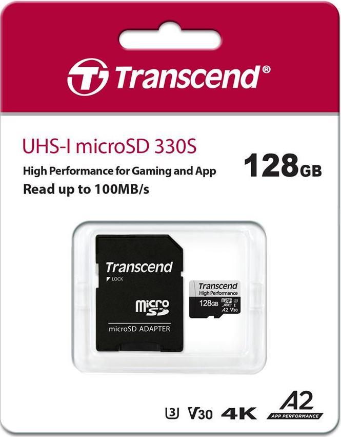 купить Карта памяти MicroSD 128GB Class 10 U3 A2 Transcend TS128GUSD330S в Алматы