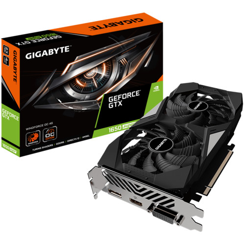 купить Видеокарта, Gigabyte, GTX1650 SUPER WINDFORCE OC 4G (GV-N165SWF2OC-4GD) 4719331306342, GDDR5, 128bit, HDMI, DP, Windforce 2X Fan, Цветная коробка в Алматы