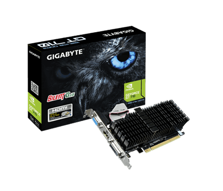 купить Видеокарта, Gigabyte, GT710 1G 64bit (GV-N710SL-1GL) 4719331316488, sDDR3, 64B, CRT, DVI, HDMI, Цветная коробка в Алматы