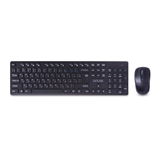 купить Комплект Клавиатура   Мышь, Delux, DLD-1505OGB, Беспроводная 2.4G, 1000DPI, Нано-ресивер, в Алматы