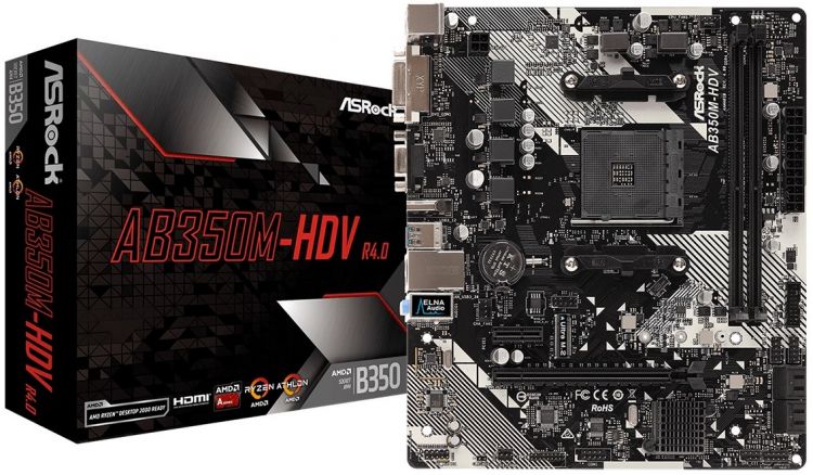 купить Материнская плата ASRock AB350M-HDV R4.0 Socket AM4, B350, 2xDDR4 (3200+), 4xSATA3 RAID, 1xUltraM.2, 1xD-Sub, 1xDVI-D, 1xHDMI, 1xPCI-E3.0x16, 1xPCI-E2.0x1, 2xUSB2.0, 1xUSB3, 4xUSB3.1, 1xPS/2, 1xRJ-45, Разъёмы HD-аудио: Линейный вход / Передние динами в Алматы
