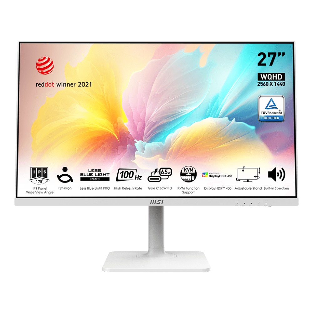 купить Монитор 27" MSI Modern MD272QXPW IPS 2560х1440 100Hz 1ms 400cd/m 1xDP 1xHDMI 1xUSB-C Белый в Алматы