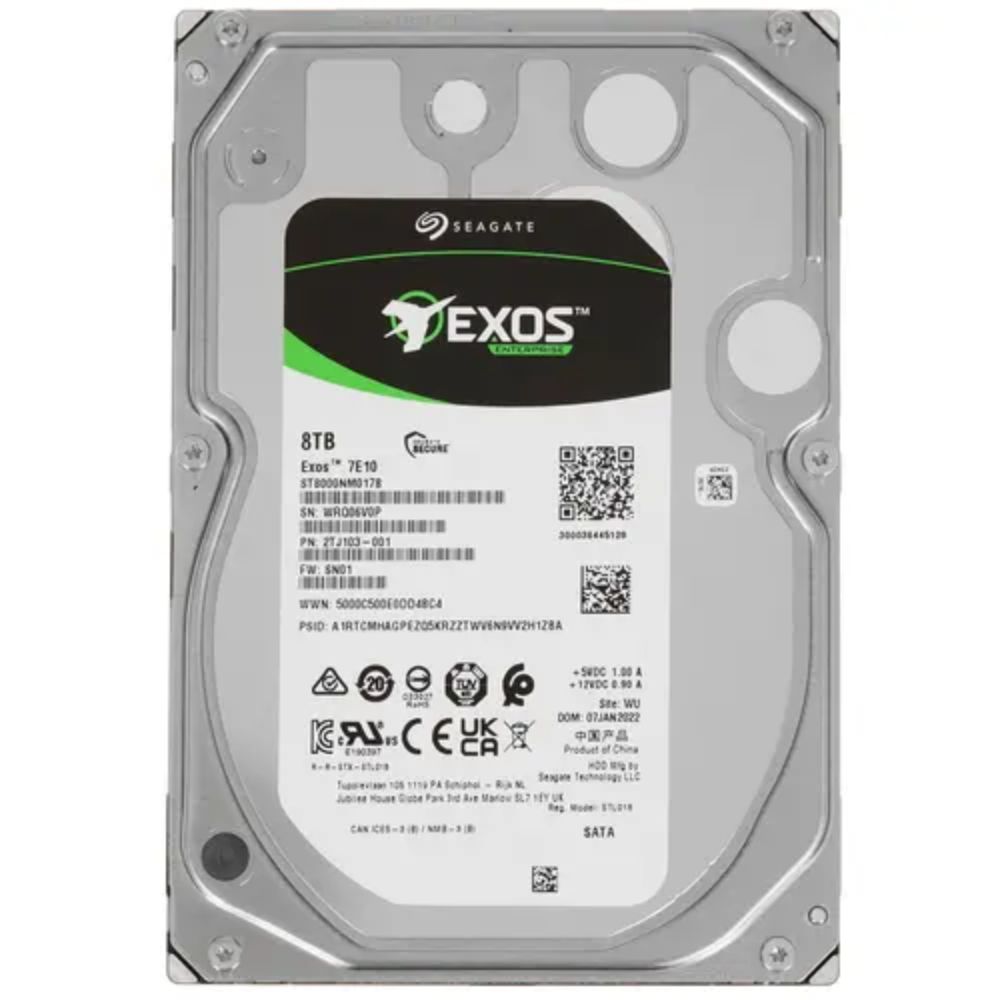 купить Жёсткий диск HDD 8 Tb SATA 6Gb/s Seagate Exos 7E10 ST8000NM017B 3.5" 7200rpm 256Mb в Алматы