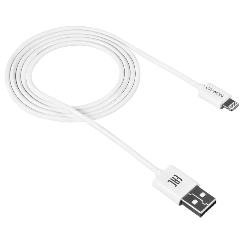 купить CANYON CFI-1 Lightning USB Cable for Apple, round, cable length 1m, White, 15.9*7*1000mm, 0.018kg в Алматы