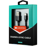 купить CANYON кабель, цвет - черный, разъем USB-Lightning, сертификат MFI/Apple, длина 1 м. в Алматы