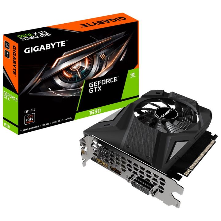 купить Видеокарта 4Gb PCI-E GDDR6 GIGABYTE GV-N1630OC-4GD HDMIx2+DP+DVI, GDDR5, GeForce GTX1650 в Алматы