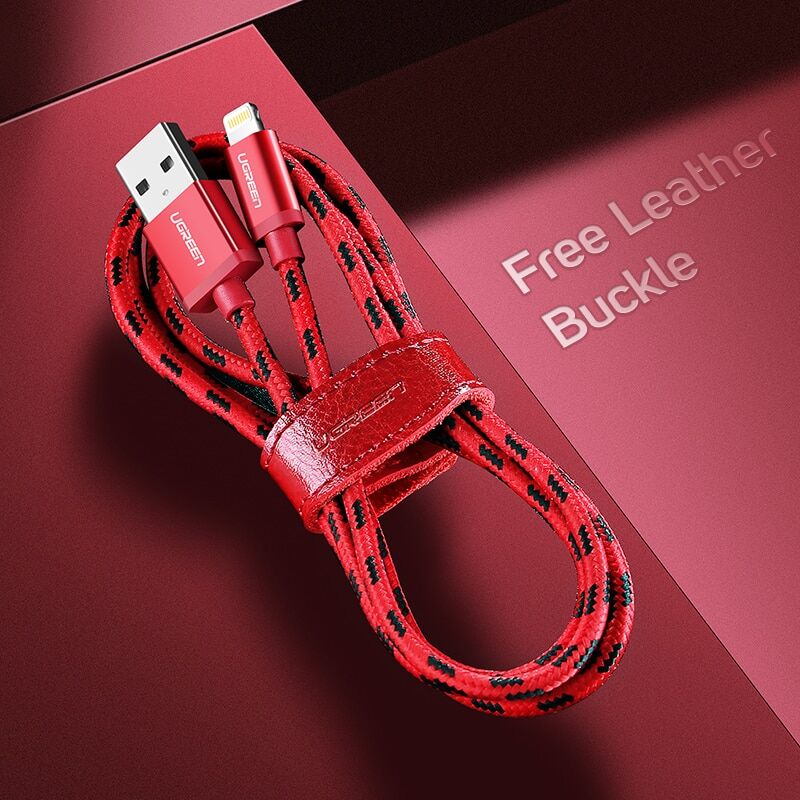 купить Кабель Lightning Ugreen US247 <USB3.0, RED, 2.4A, 1.5M, 40481> в Алматы