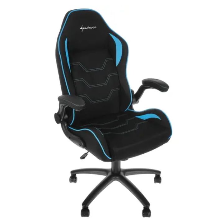 купить Игровое кресло Sharkoon Elbrus 1 Black/Blue <Ткань, Газлифт 4, Откидной подлокотник> в Алматы