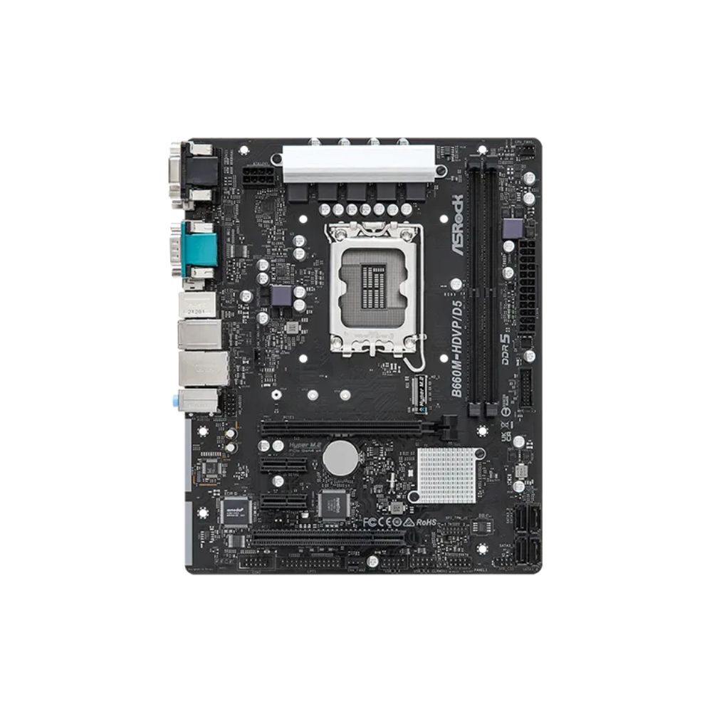 купить Материнская плата ASRock B660M-HDVP/D5 R2.0 LGA1700 2xDDR5 4xSATA 1xM.2 D-Sub DVI HDMI DP 1xCOM mATX в Алматы