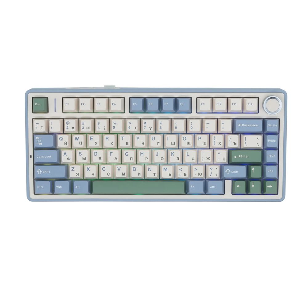 купить Клавиатура AULA F75, Cedar Green, mechanical, Gray Wood V3, EN/RU/KZ, 2.4/BT/USB-C в Алматы
