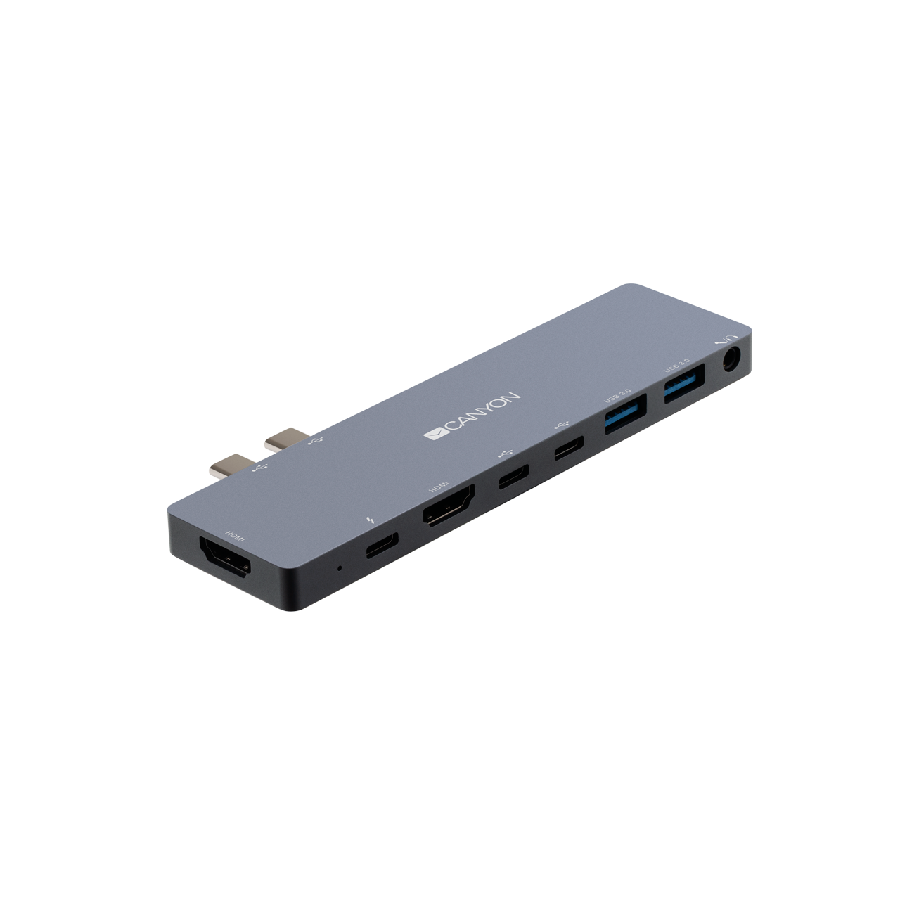купить CANYON DS-8 Multiport Docking Station with 8 port, 1*Type C PD100W+2*Type C data+2*HDMI+2*USB3.0+1*Audio. Input 100-240V, Output USB-C PD100W&USB-A 5V/1A, Aluminium alloy, Space gray, 135*48*10mm, 0.056kg в Алматы