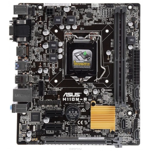 купить Материнская плата ASUS H110M-R/C/SI  LGA1151, iH110, 2xDDR4, 4xSATA3, 1xPCIe3.0/2.0x1, 2xPCIe2.0x1, 2xPS/2, 1xD-Sub, 1xDVI, 1xLAN, 2xUSB3.0, 4xUSB2.0, 1xCOM header, 1xLPT header, 3xAudio jack(s), Realtek® ALC887 8-Channel High Definition Audio CODEC, в Алматы