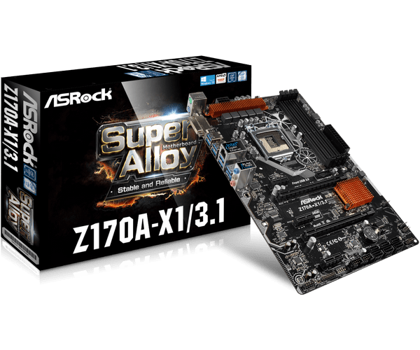 купить Материнская плата ASRock Z170A-X1/3.1 iZ170 4xDDR4 (3466+OC) 6xSATA6Gb/s RAID (0,1,5,10) 2xPCI-E3.0x в Алматы
