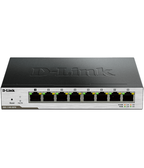купить D-Link DGS-1100-08PD/B1A  Настраиваемый коммутатор EasySmart с 8 портами 10/100/1000Base-T и поддерж /  в Алматы