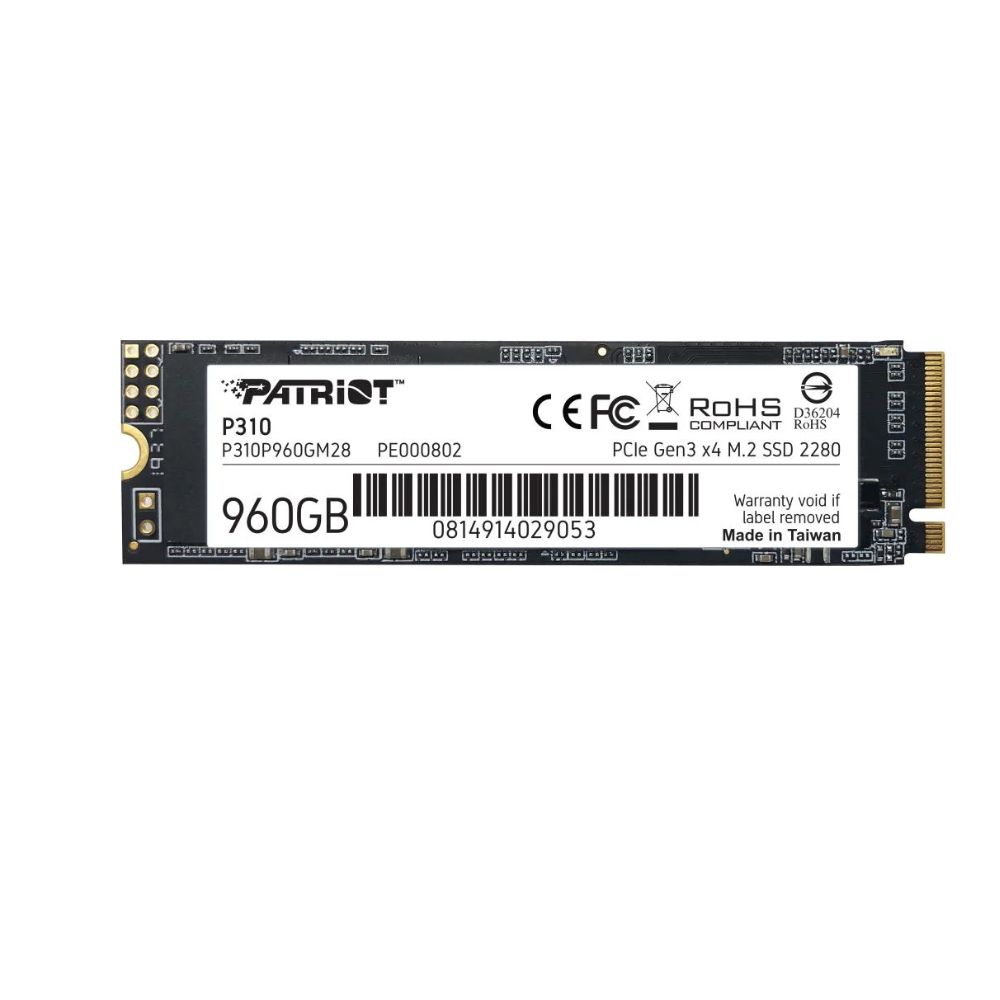 Купить SSD 960GB Patriot P310, M.2, read 2100 MB/s, write 1800 MB/s, PCIe 3.0, TLC P310P960GM28 в Алматы