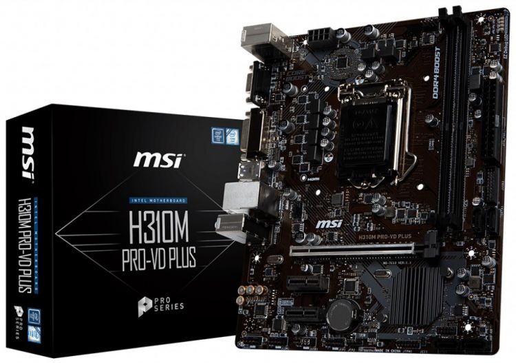 купить Материнская плата MSI H310M PRO-VD PLUS LGA1151 iH310 2xDDR4 4xSATA3 VGA DVI mATX в Алматы
