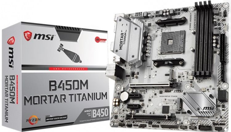купить Материнская плата MSI B450M MORTAR TITANIUM AM4 B450 4xDDR4 4xSATA3 RAID 2xM.2 HDMI DP mATX в Алматы