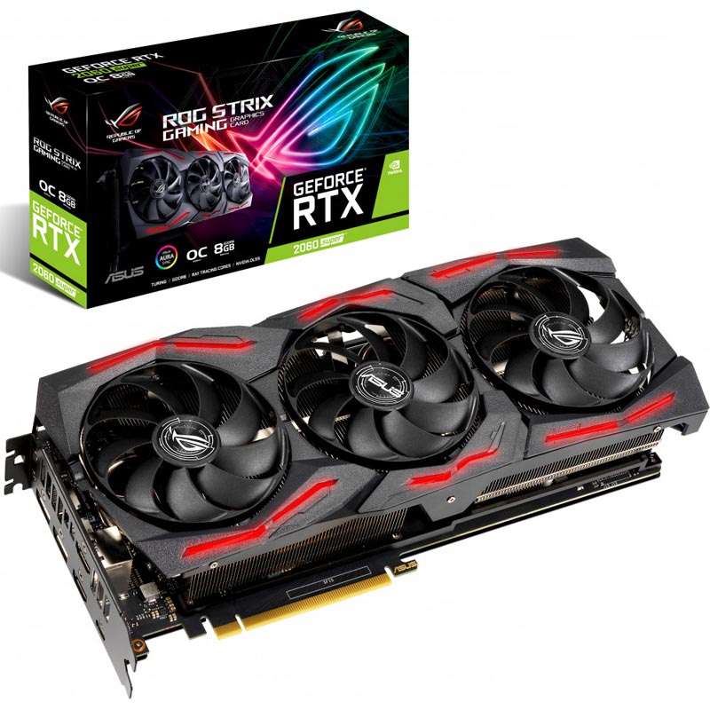 купить Видеокарта Asus GeForce RTX 2060 SUPER EVO OC Edition 8GB GDDR6 256bit HDMIx2, DPx2, 1xUSB Type-C)  ROG-STRIX-RTX2060S-O8G-EVO-GAMING ASUS Aura RGB Lighting, подсветка контура радиатора. в Алматы