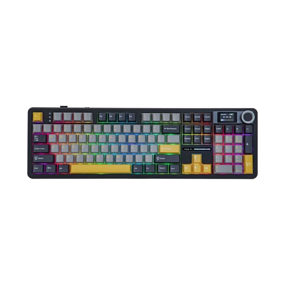 купить Клавиатура AULA F108 Pro Gray+Orange+Deep Gray, mechanical, Reaper switch, EN/RU/KZ, 2.4/BT/USB-C в Алматы